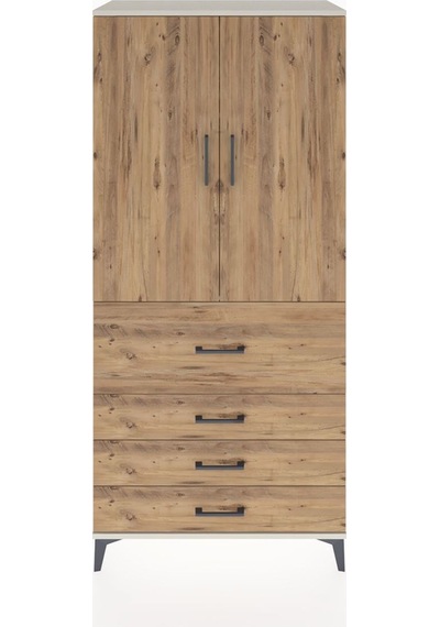 Hyperion Dolap 3 Raflı 4 Çekmeceli 2 Kapaklı 88x44x195 Aytaşı-çam Aytası