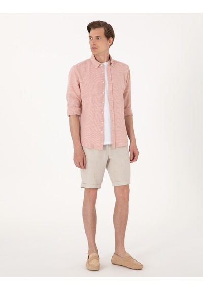 Pierre Cardin Erkek Mercan Gömlek Desenli 50307133-vr186 Mercan