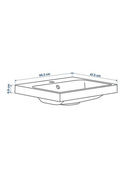 Ikea Backsjön Lavabo, Beyaz, 60x48 Cm