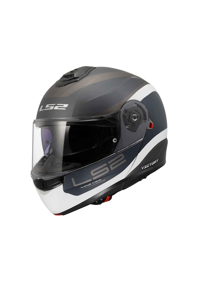 Ls2 Strobe 2 Victory Çene Açılır Kask Mat Titanyum - Beyaz - Mavi