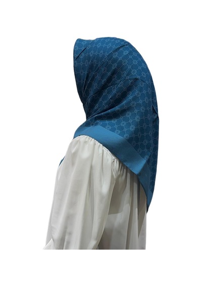 Aker Elegance Monogram Eşarp - 1090500-2 - 100 X 100 / 924 Petrol Mavisi