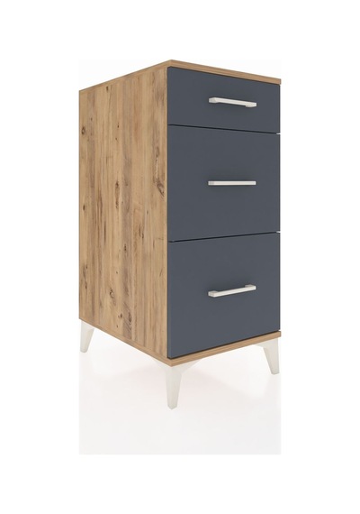 Kronos Komodin 3 Çekmeceli 44x59x96 Çam-antrasit Atlas Çam