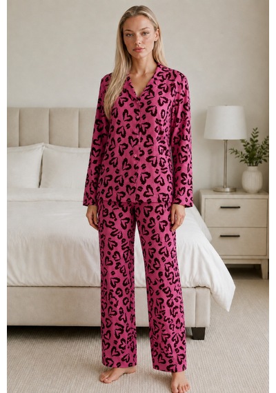 Kadın Casual Esnek Bol Lila Pijama Takımı 4672