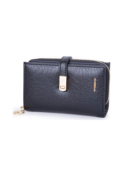 Nas Bag Kadın Orta Boy Kartlık Kağıt Para Ve Bozuk Para Tasarımına Sahip Siyah Victoria 16x9 Cm