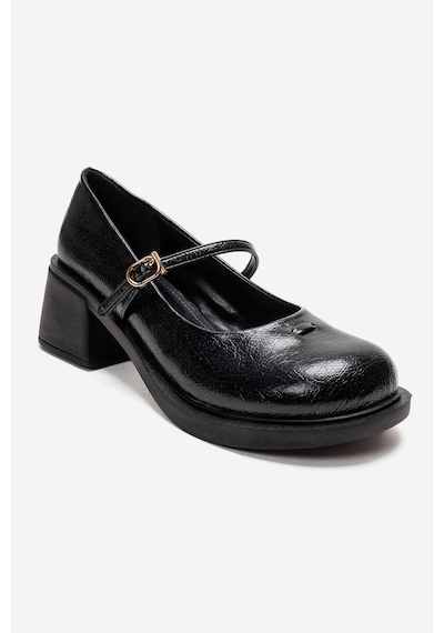 Luvishoes Luanda Siyah Bantlı Kadın Kalın Topuklu Mary Jane Ayakkabı