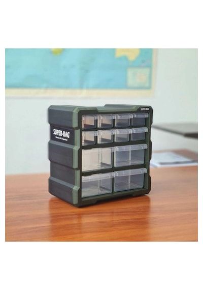 Tekreyonda Super Bag Monoblok Çekmeceli Organizer Vida Boncuk Kutusu Hobi Organizer 12 Çekmece Asr6007 Monoblok