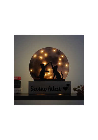 Led Işıklı Pleksi Dolunay Kişiselleştirilebilir Dekoratif Biblo Harvey Kediler Anahtar Askılığı Sarı - 737322722 Sarı