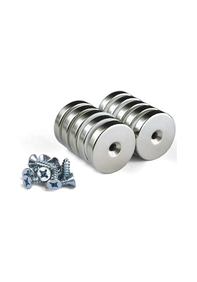 2 Adet D20mm X 7/4mm X 3mm Havşa Delikli Güçlü Vida Atılabilir Neodyum Mıknatıs 2'li Paket