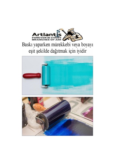 Kauçuk Baskı Merdanesi 10 Cm Metal 1 Adet Plastik Linol Merdanesi Silindir Rulo Merdane Vinil Baskı Yapıştırma