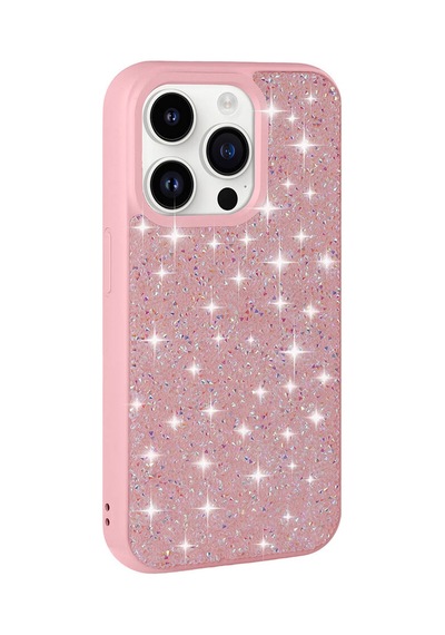 Zore İphone 14 Pro Max Uyumlu Parlak Taşlı Tasarım Pırlanta Ogaa Kılıf-pembe