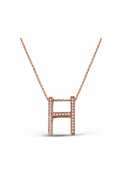 925 Ayar Gümüş Rose H Harfi Kolye - N089801 Rose Gold