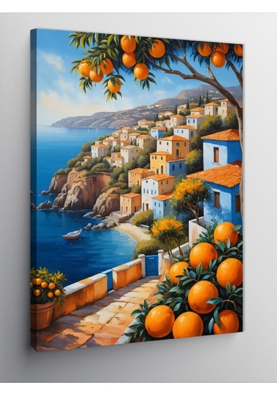 Kanvas Tablo Deniz Manzaralı Evler 50cmx70cm