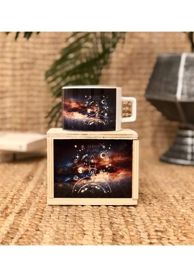 Space Roket Tasarımlı Kutulu Kupa Beyaz - Çok Renkli