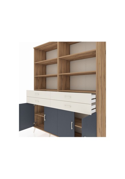 Hyperion Gardrop 8 Raflı 4 Çekmeceli 4 Kapaklı 176x44x221 Çam-antrasit/aytaşı Beyaz Hyperion Gardrop 8 Raflı 4 Çekmeceli 4 Kapaklı 176x44x221 Çam-antrasit/aytaşı Beyaz