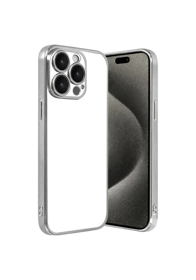 Apple Uyumlu iPhone 15 Pro Max Uyumlu Lensli Silikon - Gümüş