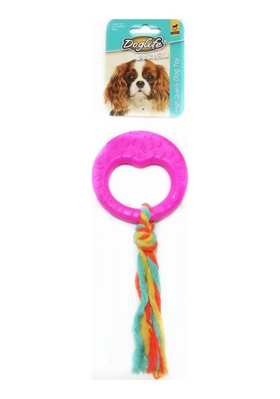 Doglife İpli Desenli Halka 20 CM Küçük Irk ve Yavru Köpek Oyuncağı