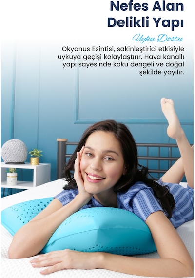 Viscofoam Aroma Terapi Hava Kanallı Ortopedik Yastık Visco Yastık Okyanus Esintisi 60x40x16cm