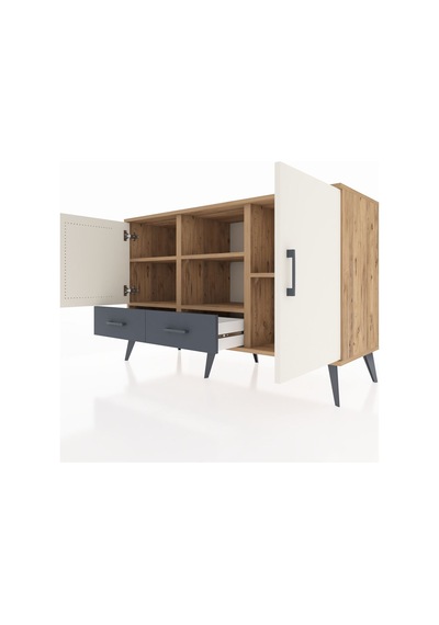 Hyperion Konsol 5 Raflı 2 Çekmeceli 3 Kapaklı 132x44x83 Çam-aytaşı/antrasit Aytaşı/antrasit Hyperion Konsol 5 Raflı 2 Çekmeceli 3 Kapaklı 132x44x83 Çam-aytaşı/antrasit Aytaşı/antrasit