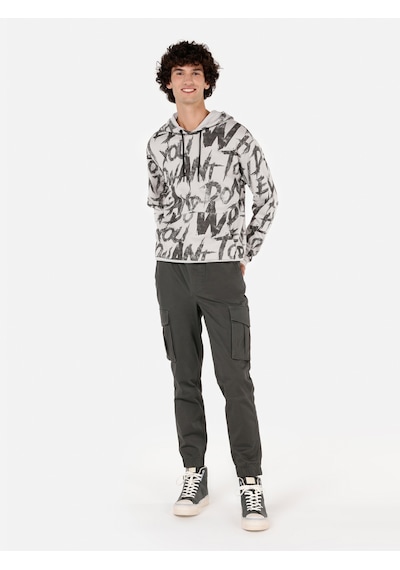 Colin's Colins Normal Kesim Kapüşonlu Baskılı Gri Erkek Sweatshirt Cl1070908 Açık Gri