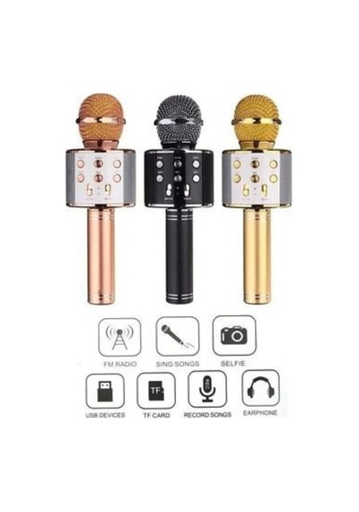 Şarj Edilebilir Telefon Ve Usb Bağlantılı Karaoke Mikrofon Beyaz