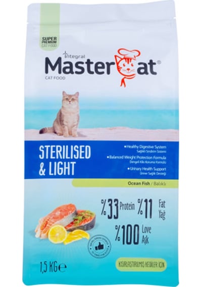 Mastercat Sterilised & Light Ocean Fish Kısırlaştırılmış Yetişkin Kedi Maması 1500 G