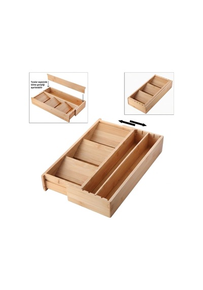 Ayarlanabilir Bambu Kaşıklık Ve Çekmece İçi Organizer - 5-7 Bölmeli Genişleyebilir Çatal Bıçak Diğer
