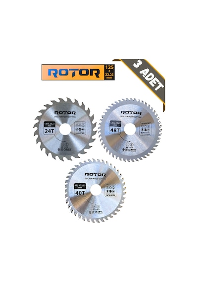 3'lü Disk Seti 125x22,23 Daire Testere Ahşap Kesme Set 3 Parça