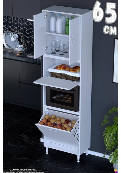 Vega 65 Cm Fırın Uyumlu Çok Amaçlı Organizer Sepetli Mutfak Kiler Banyo Oyuncak Dolabı 65x213x32 Cm Beyaz Vega 65 Cm Fırın Uyumlu Çok Amaçlı Organizer Sepetli Mutfak Kiler Banyo Oyuncak Dolabı 65x213x32 Cm Beyaz
