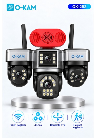O-kam Ok-253 Premium W 4 Lensli Wi-fi Ptz Güvenlik Kamerası
