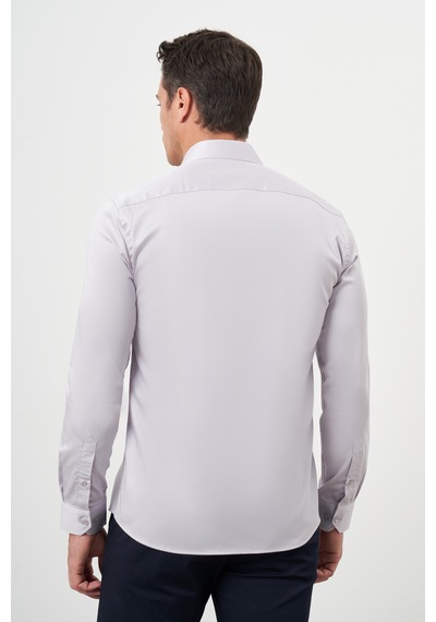 Morven Erkek Gri Pamuk Düz Desen Sert Yaka Slim Fit Gömlek 24mc004111100 Gri