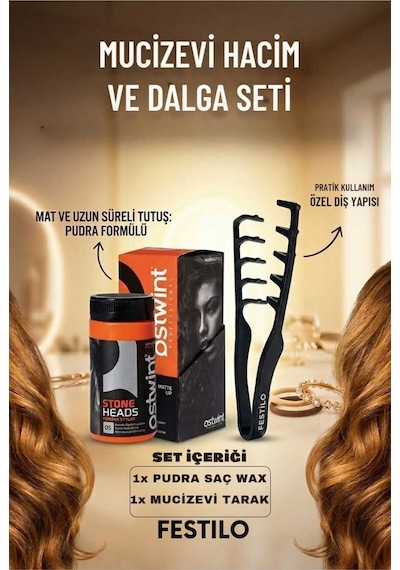 Mucizevi Hacim Ve Dalga Saç Şekillendirme Tarak Seti Kadınlara Özel 4'lü Wax Ve Şekil Tarak Seti