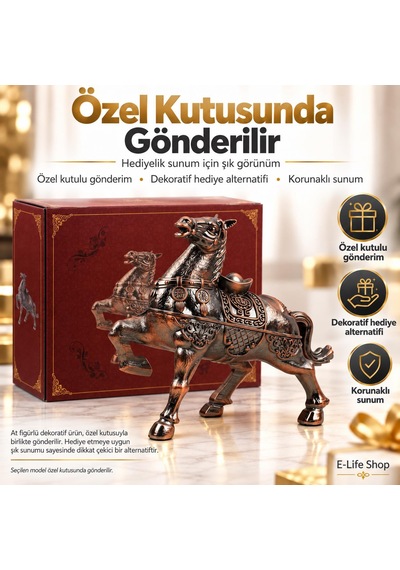 Lüks Alaşım Metal At Figürlü Kapaklı Dekoratif Küllük Ve Takı Saklama Kutusu Metal Biblo 25 X 20 Cm 74849278