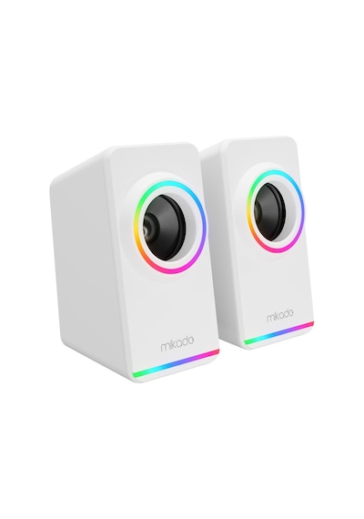Mikado Md-182 2.0 3w 2 Beyaz Rgb Aydınlatmalı Usb + 3.5mm Usb 5v Speaker Hoparlör