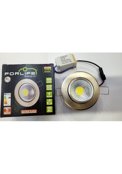5 Watt Saten Kasa Cob Led Downlight Beyaz Işık Spot 2 Adet