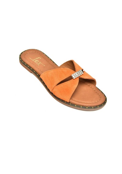 Fox Shoes U291290002 Turuncu Süet Kadın Terlik Turuncu-süet Çok Renkli