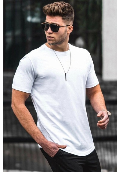 Startmore Erkek Beyaz Basic Licralı Slimfit T-shirt Beyaz