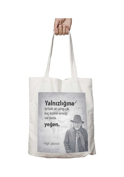 Art Hediye Tuncel Kurtiz Yalnızlığına Iyi Bak İki Tarafı Kalıcı Baskılı Yıkanabilir Çanta Çok Renkli