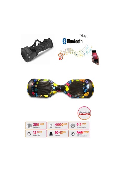 Elektrikli Kaykay Scooter Akıllı Denge Hoverboard + Hoverkart + Çanta Full Ledli Extrem Paket D08