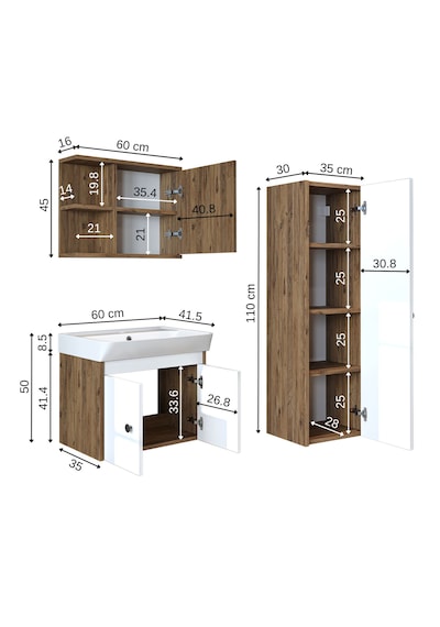 Ada Lavabolu Banyo Alt Dolabı + Banyo Üst Dolap + Banyo Boy Dolap Atlantik Çam - Beyaz Ada Lavabolu Banyo Alt Dolabı + Banyo Üst Dolap + Banyo Boy Dolap Atlantik Çam - Beyaz