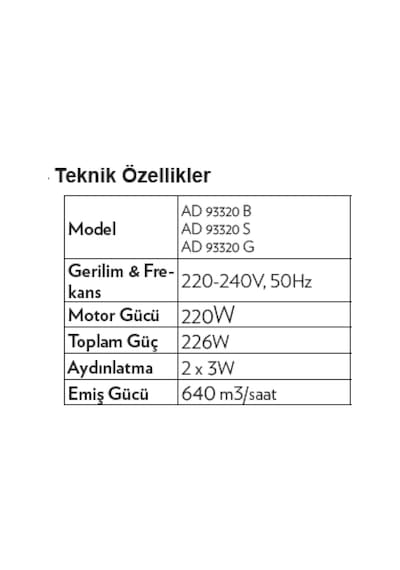 Vestel AD-93320 S Ankastre Davlumbaz
