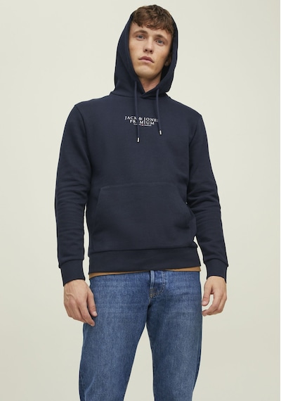Jack & Jones Kapüşonlu Premium Baskılı Sweatshirt- Bluarchie 12216335 Navy Blazer Lacivert
