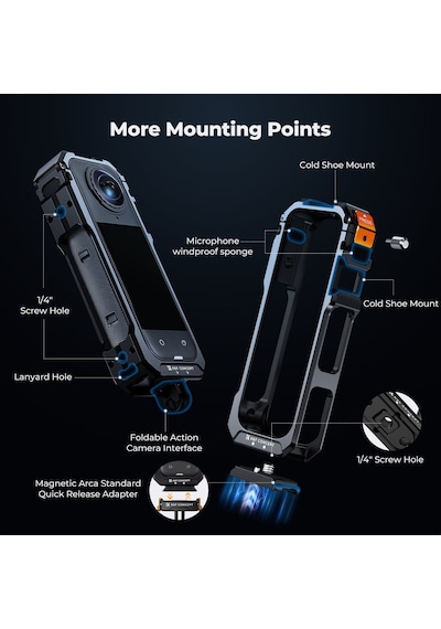 K&f Concept Insta360 X5 Için Alüminyum Kafes