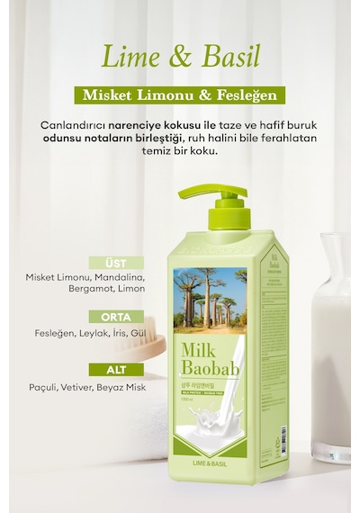 Yıpranmış Saçları Onaran Yoğun Nemlendirici Şampuan Mılk Baobab Original Shampoo Lime & Basil