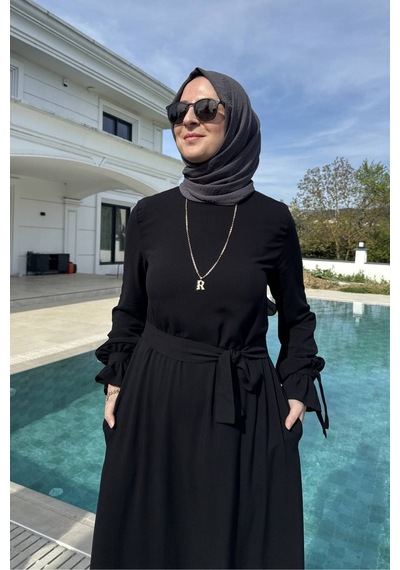 Rabia Şamlı Irmak Elbise Siyah Normal