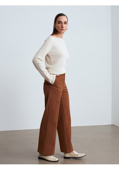 Dilvin 72257 Dikiş Detaylı Süet Pantolon-camel Camel