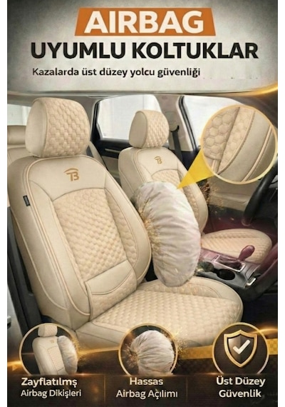 Ford Focus Trend 2012-2018 2+1 Arka Sırt Oturak Uyumlu Altay Serisi Bej Koltuk Kılıfı
