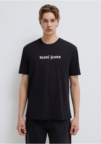 Mavi - Mavi Jeans Baskılı Siyah Tişört 0613201-900 Siyah