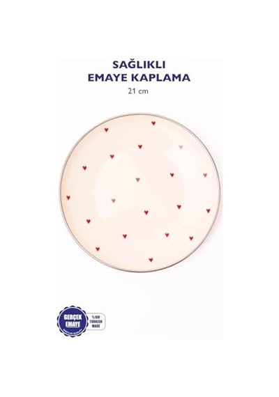 Cupid Emaye Tabak Pasta Sunum Tabağı 21 Cm Açık