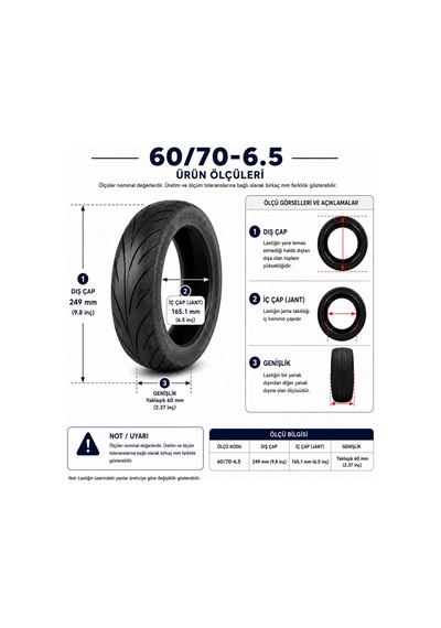 Innova 60/70-6.5 Jelli Tubeless Elektrikli Scooter Lastiği