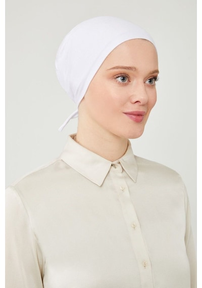 Melodi Scarf Kadın Tesettür Geniş Hacimli Büyük Kalıp Xl Bone Beyaz Beyaz